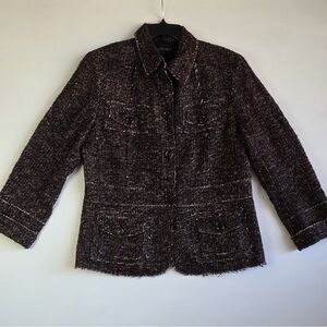 Lafayette 148 New York Dark Brown Tweed Blazer